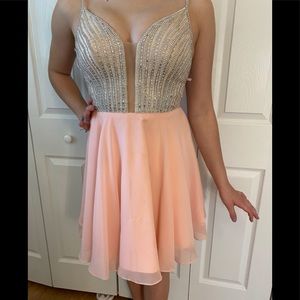 Blush Pink and Silver Sequence Dress by Abby Paris